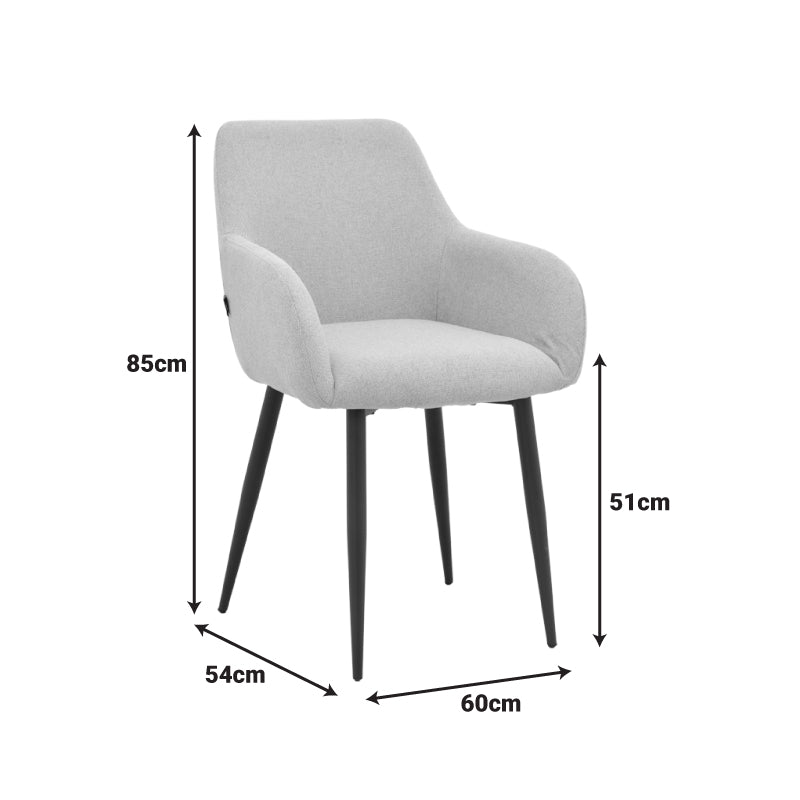 Πολυθρόνα Telia pakoworld ανοιχτό γκρι ύφασμα-μαύρο μέταλλο 60x54x85εκ