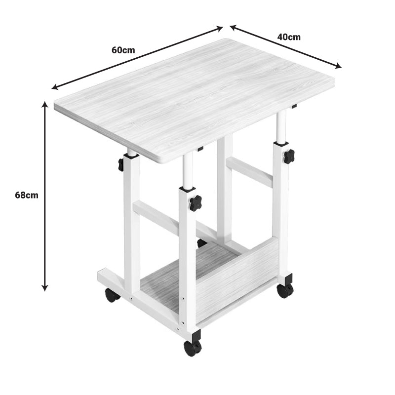Γραφείο τροχήλατο Stolu pakoworld MDF-metal σε φυσικό-λευκό απόχρωση 60x40x68εκ