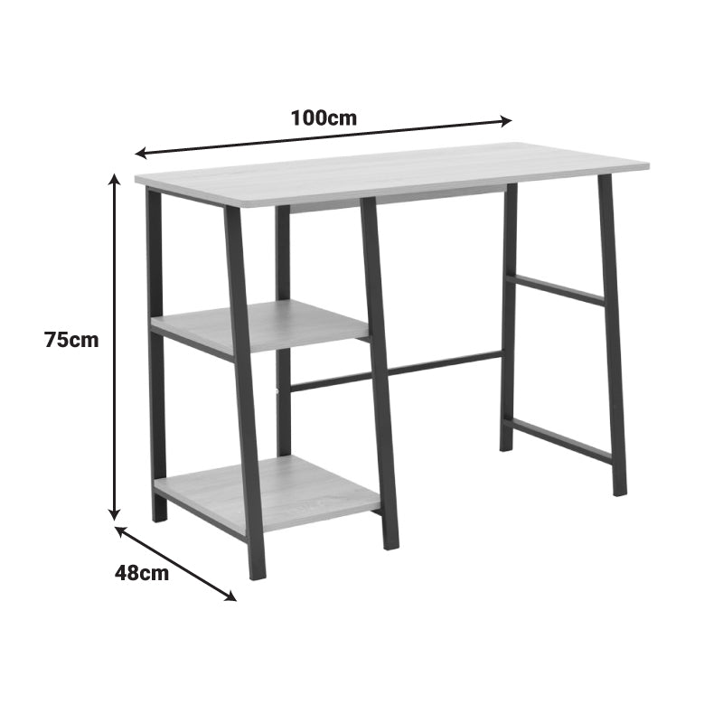Γραφείο εργασίας Ferje pakoworld με ράφια mdf σε φυσική-λευκή απόχρωση 100x48x75εκ