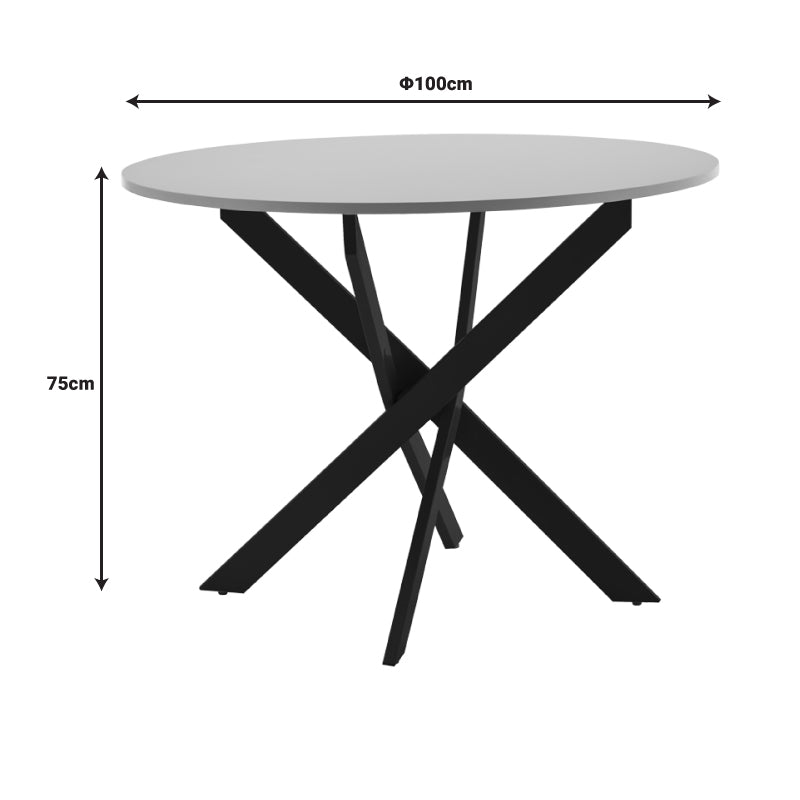 Τραπέζι Dammero pakoworld mdf σε cream απόχρωση με πόδι μαύρο μέταλλο Φ100x75εκ