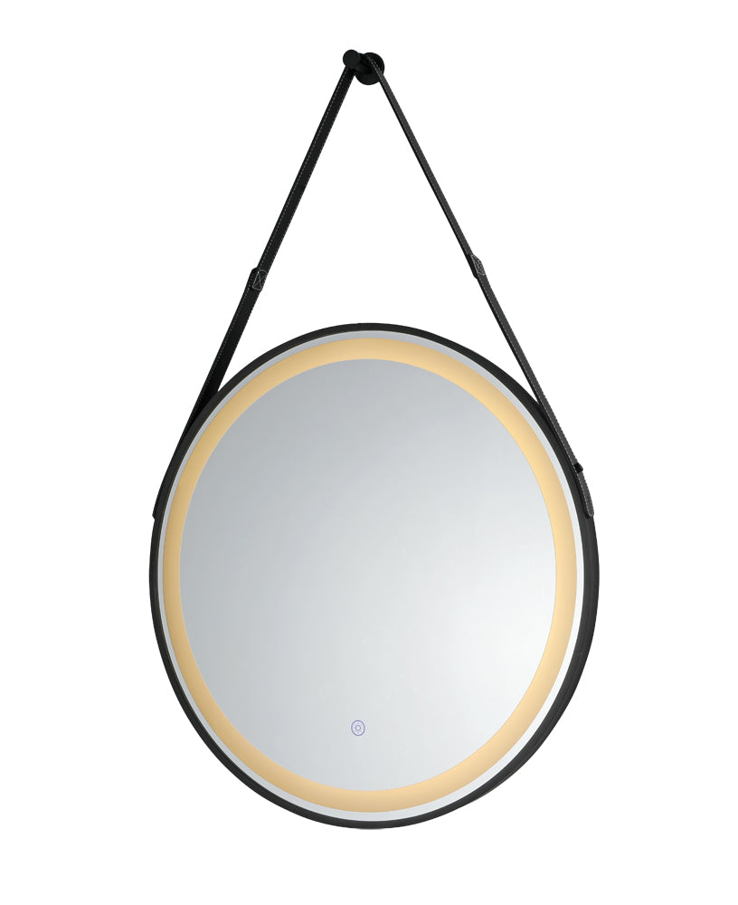 MIC-02 ΚΑΘΡΕΠΤΗΣ BK ΣΤΡΟΓΓΥΛΟΣ ΔΕΡΜΑΤΙΝΟ ΛΟΥΡΙ LED ΦΩΤΙΣΜΟΣ TOUCH