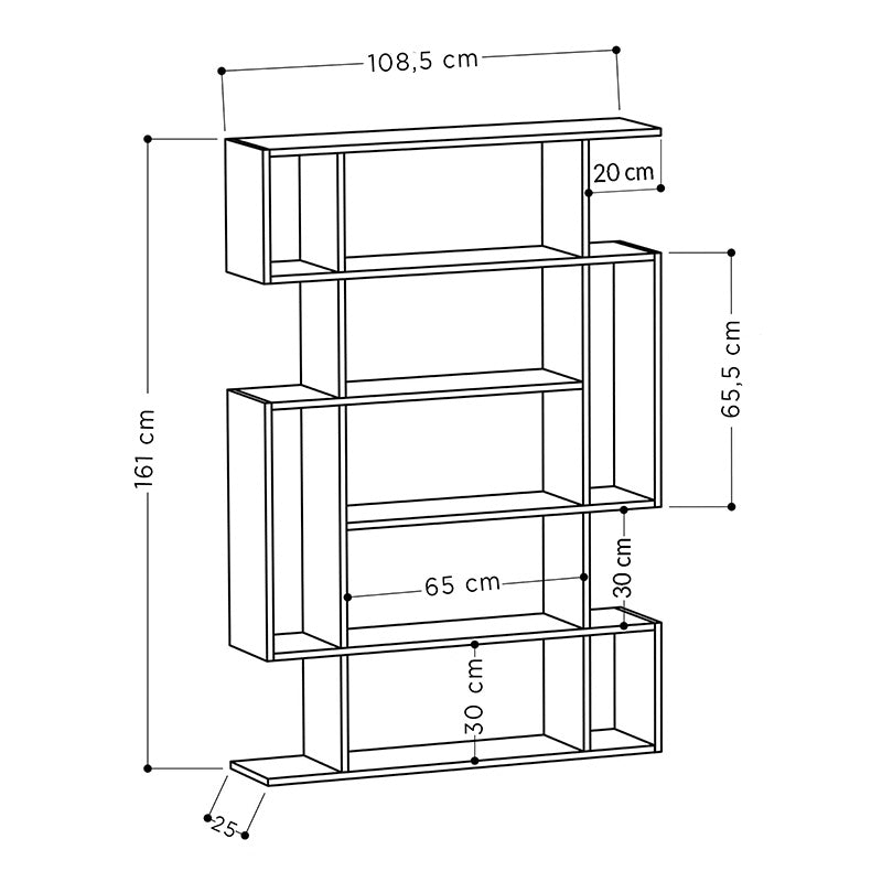 Βιβλιοθήκη MITO pakoworld σε χρώμα φυσικό-ανθρακί 108,5x25,5x161εκ