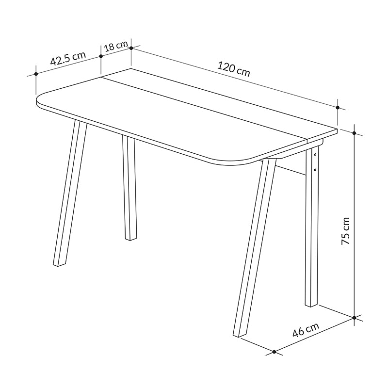 Γραφείο εργασίας Malia pakoworld λευκό-φυσικό-ανθρακί antique 120x60.5x75εκ