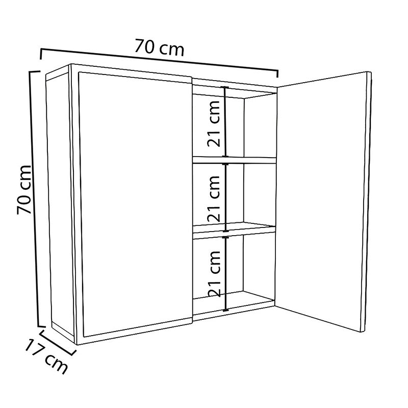 Ντουλάπι μπάνιου με καθρέπτη Poliana pakoworld λευκό 70x17x70εκ