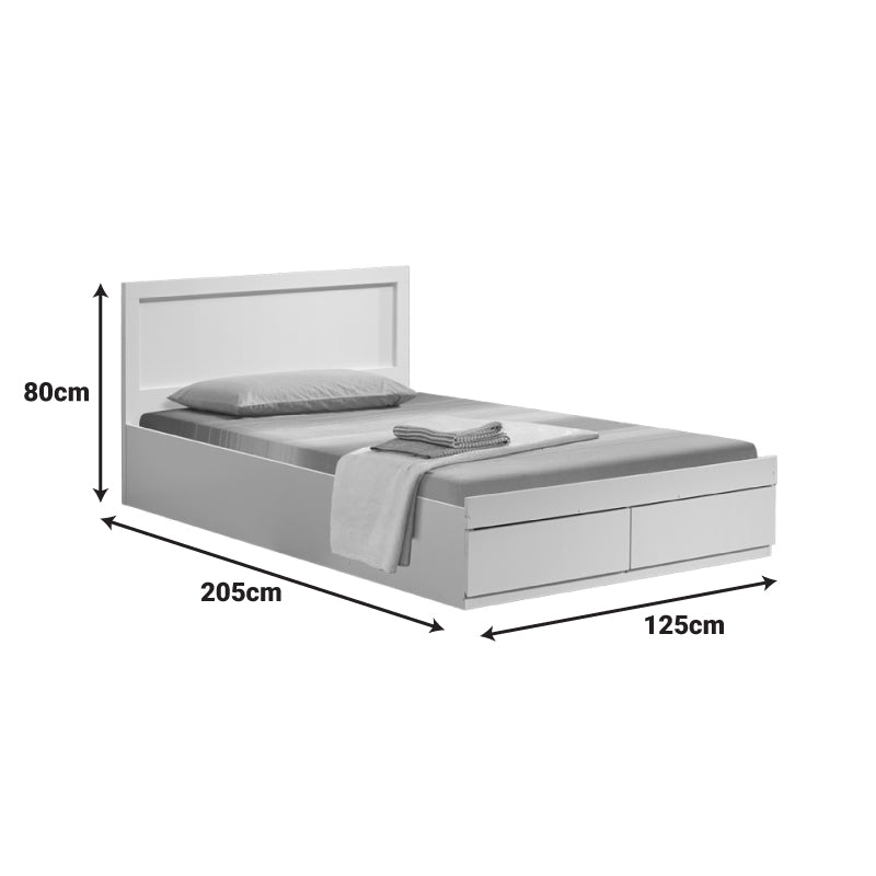 Κρεβάτι Olympus pakoworld με συρτάρι σε λευκή απόχρωση 120x200εκ