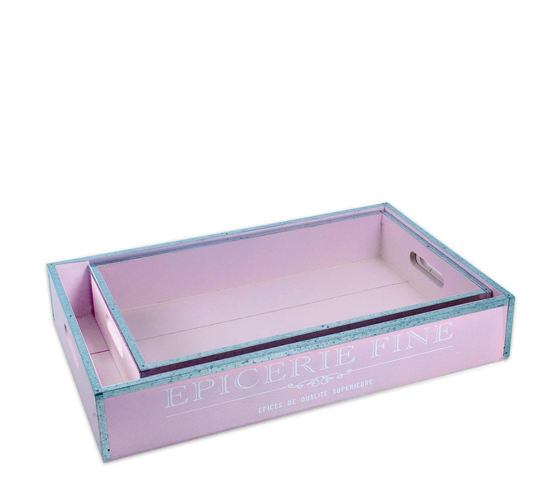 Ξύλινοι Δίσκοι από Μέταλλο SHABBY CHIC Λιλά σετ/2