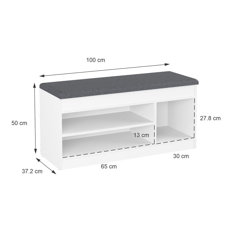 Έπιπλο εισόδου- σκαμπό- παπουτσοθήκη Oriental pakoworld σε λευκή απόχρωση 100x37.2x50εκ