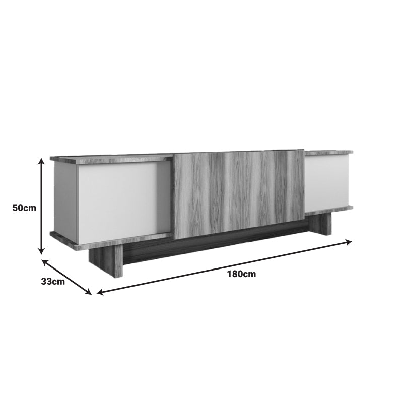 Επιπλο τηλεόρασης Zafore pakoworld σε καρυδί-κρεμ απόχρωση 180x33x50εκ