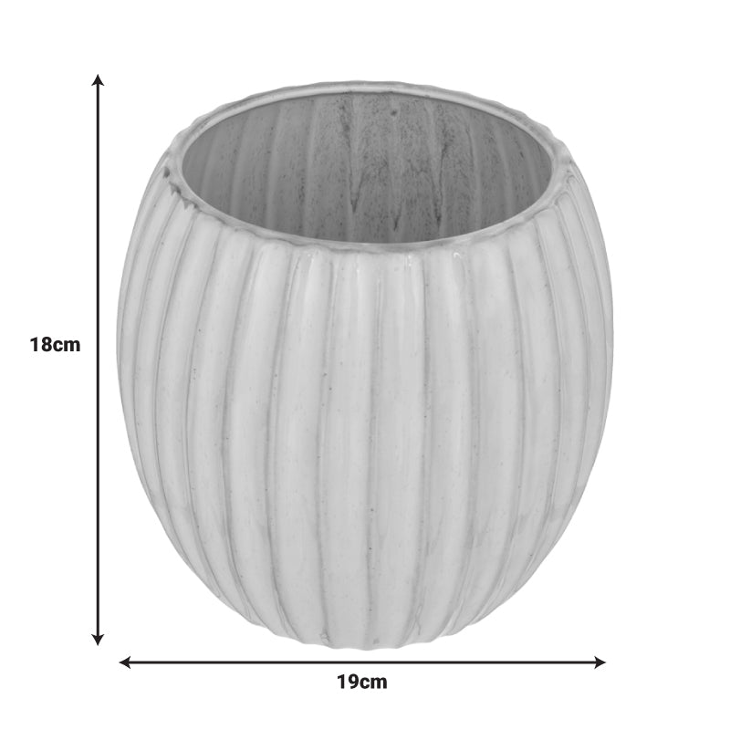 Βάζο Ferdan pakoworld κεραμικό σε λευκή-μπεζ απόχρωση Φ19x18εκ