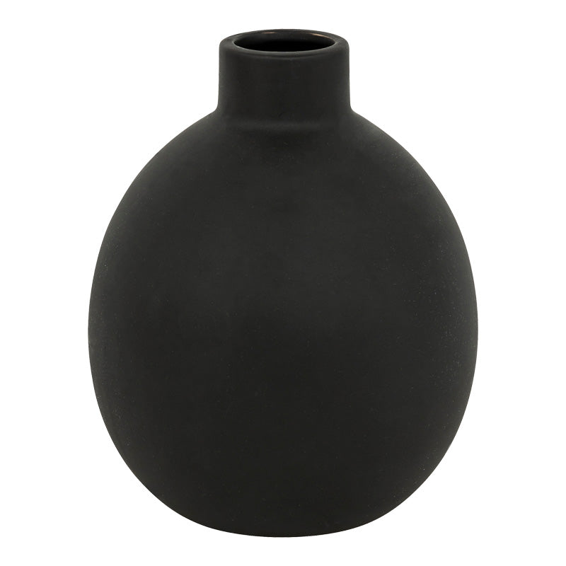 Βάζο Rianzo pakoworld κεραμικό σε μαύρη απόχρωση Φ14.5x18εκ