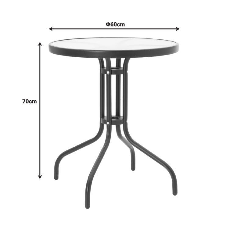 Τραπεζαρία Calan-Watson σετ 3τεμ pakoworld μέταλλο μαύρο-textilene μαύρο Φ60x70εκ