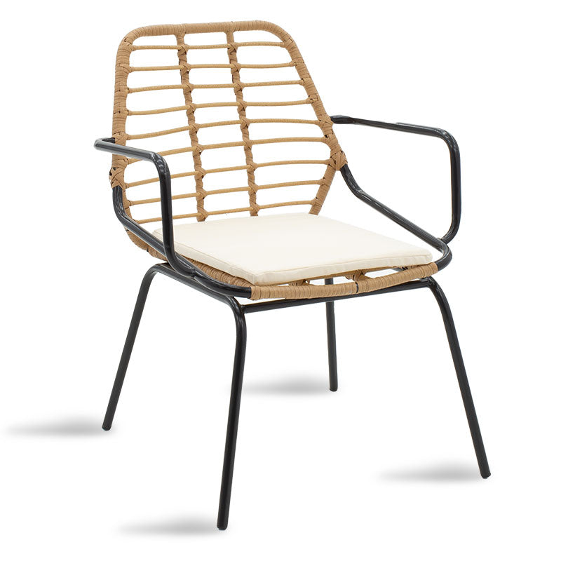 Τραπεζαρία Naoki σετ 5τεμ pakoworld μέταλλο μαύρο pe φυσικό