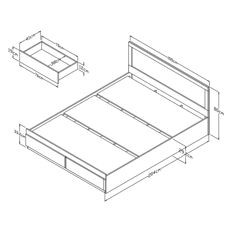 Κρεβάτι με συρτάρι και στρώμα Olympus-Utopia pakoworld λευκό 150x200εκ