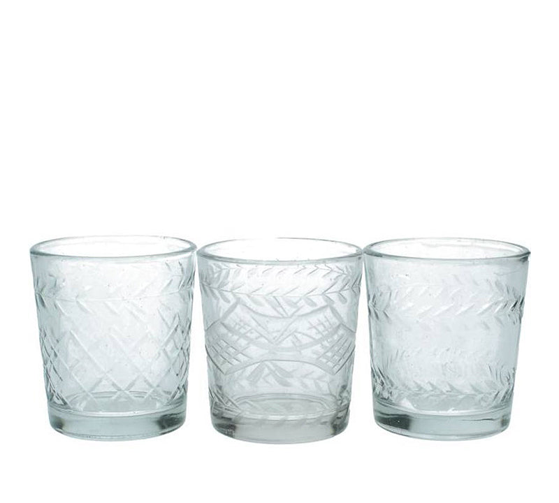 Γυάλινο ταγιέ κηροπήγιο ρεσό, 3σχ. 7,5cm