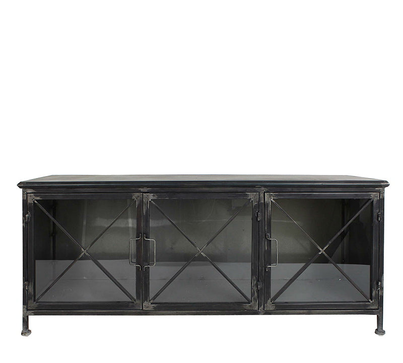 Vintage Μεταλλικό Χαμηλό Ερμάριο,3 πόρτάκια 115x40.5x49,5cm