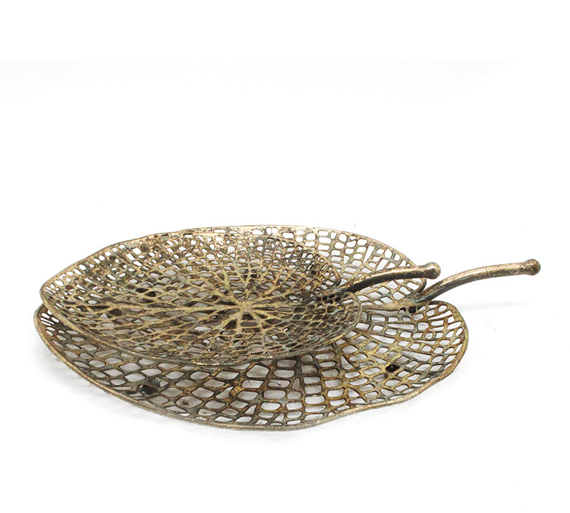 Σετ/2 Πιατέλες "Νούφαρο", αντ.χρυσό,40/43cm