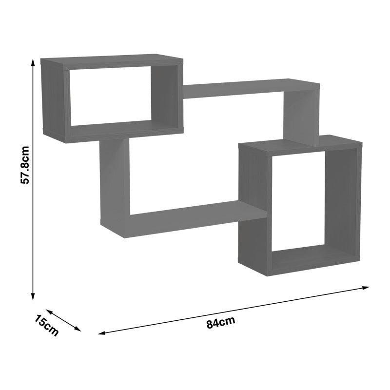 Ράφι τοίχου Beldra pakoworld σε φυσική με γκρι cement απόχρωση 84x15x57.8εκ