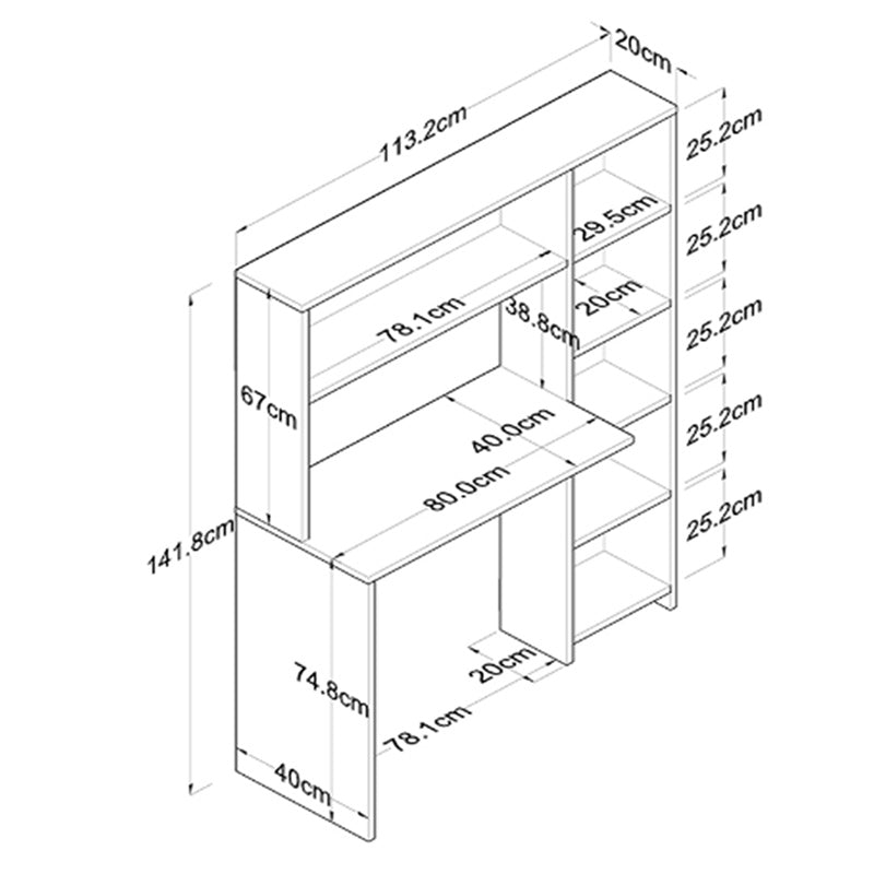 Γραφείο με βιβλιοθήκη Janson pakoworld σε λευκή απόχρωση 113.2x40x141.8εκ