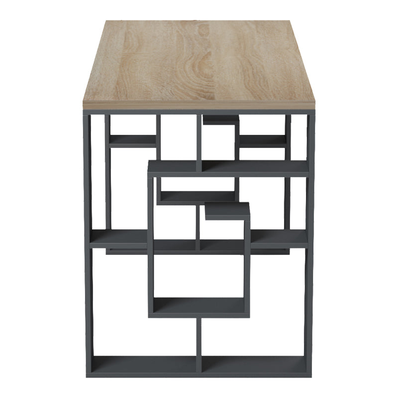 Γραφείο με ραφιέρα Labirent pakoworld ανθρακί-sonoma 140x60x75εκ