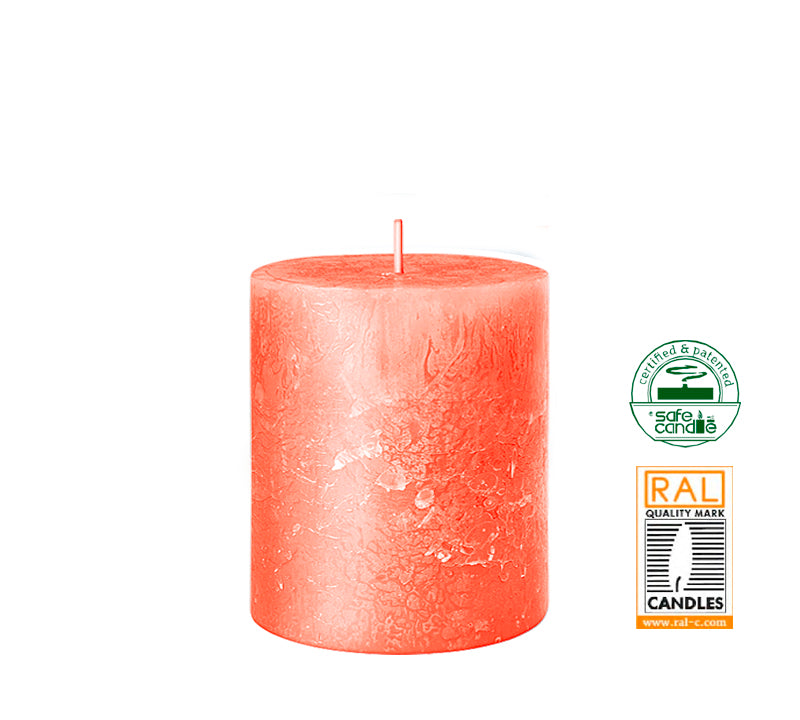 Κερί κορμός ρουστίκ, κοραλί,7x8cm