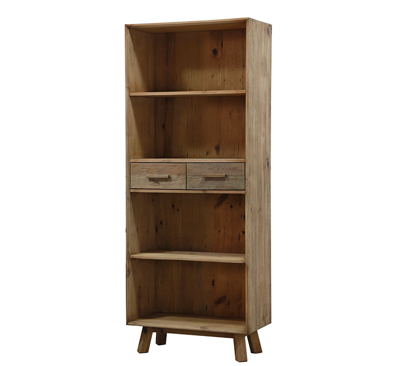 Βιβλιοθήκη μασίφ,4 ράφια & 2 συρτάρια,80x40x190cm
