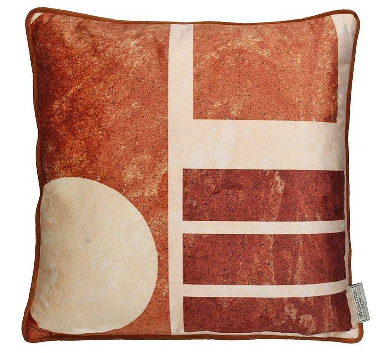Μαξιλάρι γραμμικό σχ.(A), κεραμιδί βελούδο, 45x45cm
