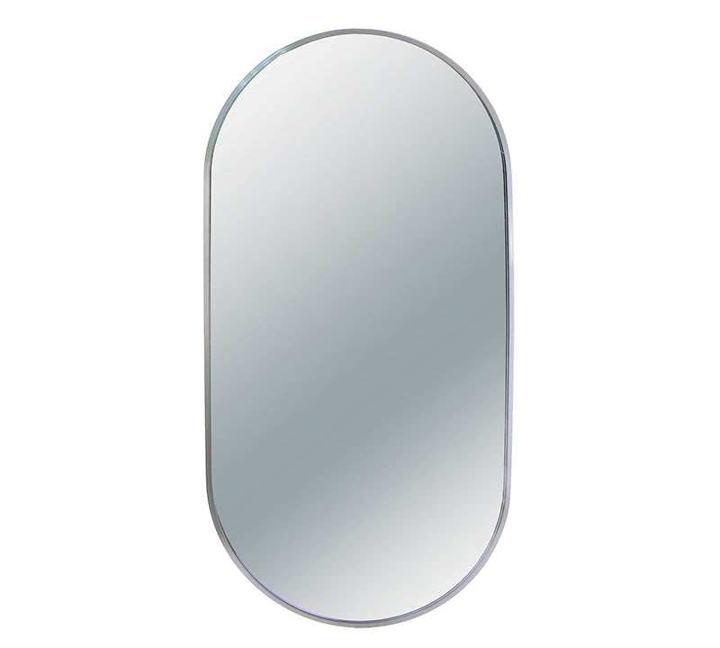 Καθρέπτης αλουμινίου, σχ. "κάψουλα" ασημί χρ.,50x100cm