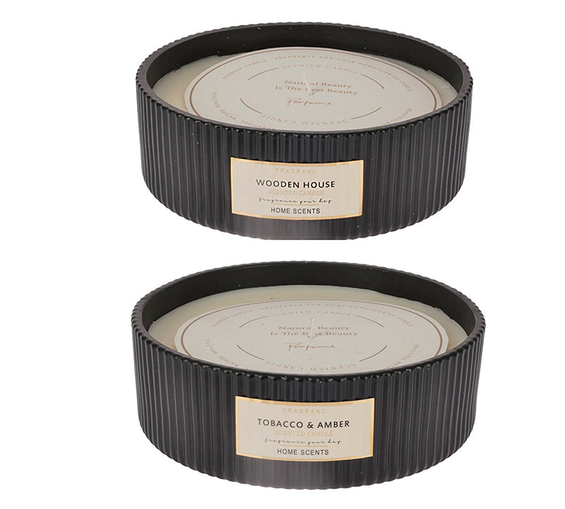 Αρωματικό κερί σε μαύρο γυαλί, 2 αρωμ.,18x6cm