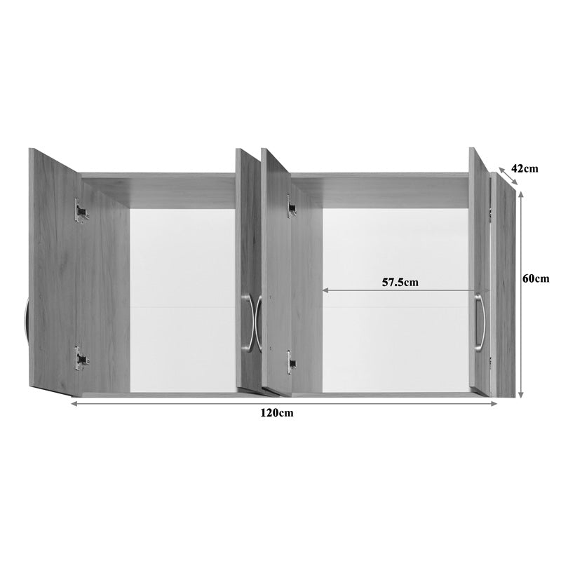 Ντουλάπα ρούχων τετράφυλλη με πατάρι Zelia pakoworld με 2 συρτάρια σε oak απόχρωση 120x42x240εκ