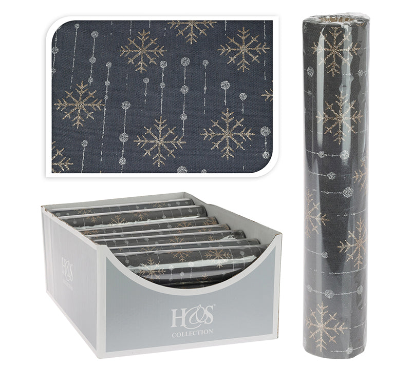 Τραβέρσα Cotton γκρι χρυσά&ασημί εντελβάις,28x270cm