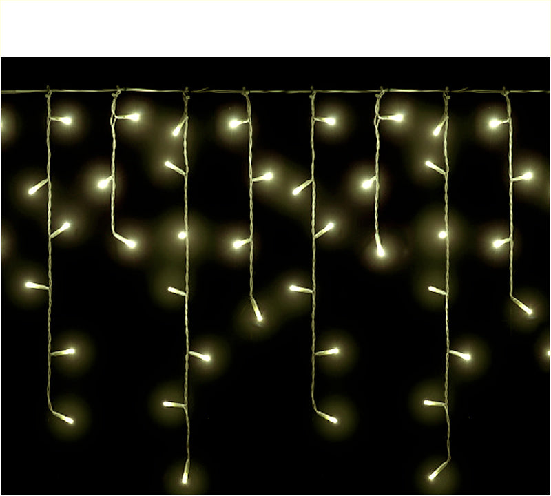 288Led-(IP44). Επεκτεινόμενη κουρτίνα, Extra θερμό λευκό/διάφανο καλώδιο 6μ.