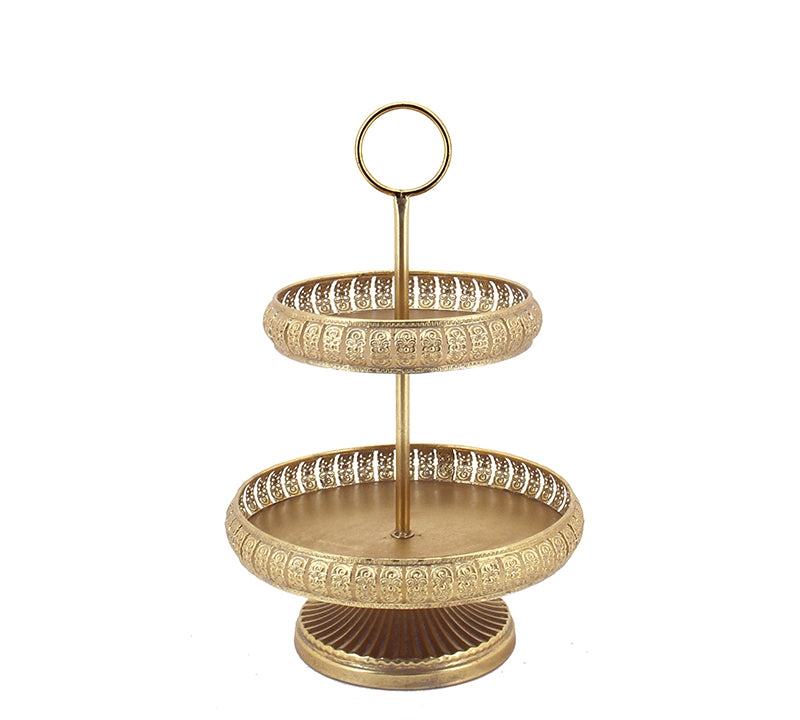 Μεταλλική 2πλή εταζέρα σε χρυσό χρ. 33x50,5cm