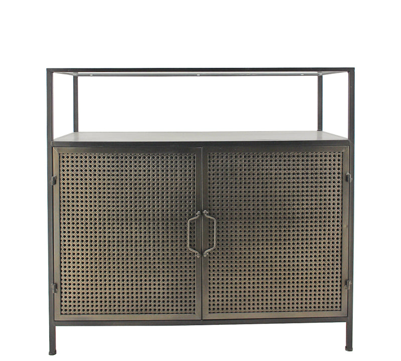 Μεταλλικό ερμάριο,2πορτες & ράφι,γυάλινο καπάκι 90x85cm