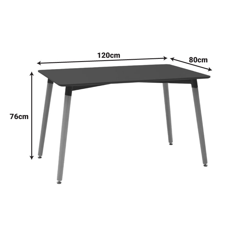 Τραπέζι Natali pakoworld MDF μαύρο-πόδια φυσικό 120x80x76εκ
