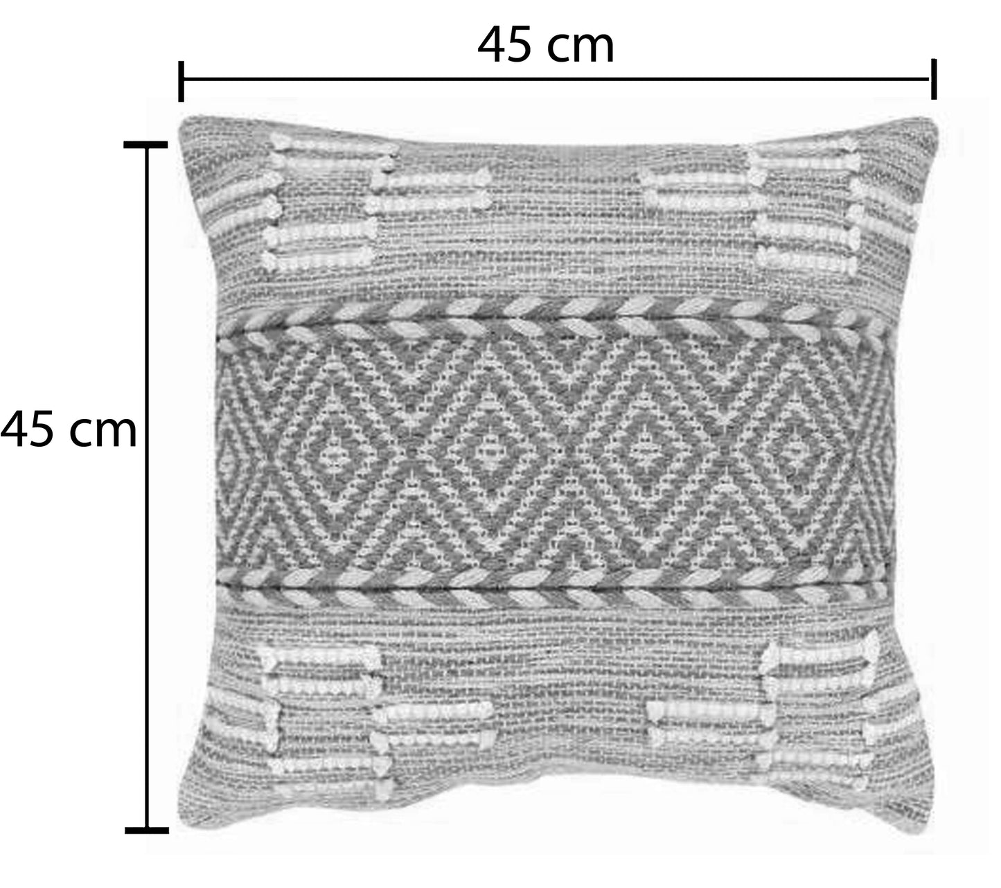 Μαξιλάρι Mitto Inart γιούτα-βαμβάκι σε μπεζ-λευκό απόχρωση 45x45x2εκ