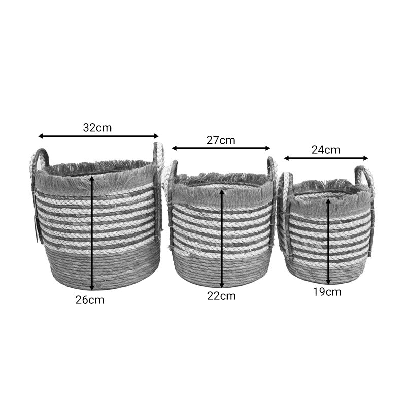 Διακοσμητικό καλάθι Broza Inart σετ 3τεμ ψάθινο φυσικό