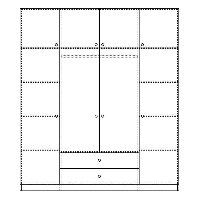 Ντουλάπα τετράφυλλη με συρτάρια Royal pakoworld σε sonoma απόχρωση 200x58x230εκ
