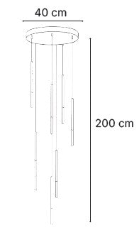 Inlight Κρεμαστό φωτιστικό LED 7* 5W 3000K από μαύρο μέταλλο D:40X200cm (4066-7-Black)