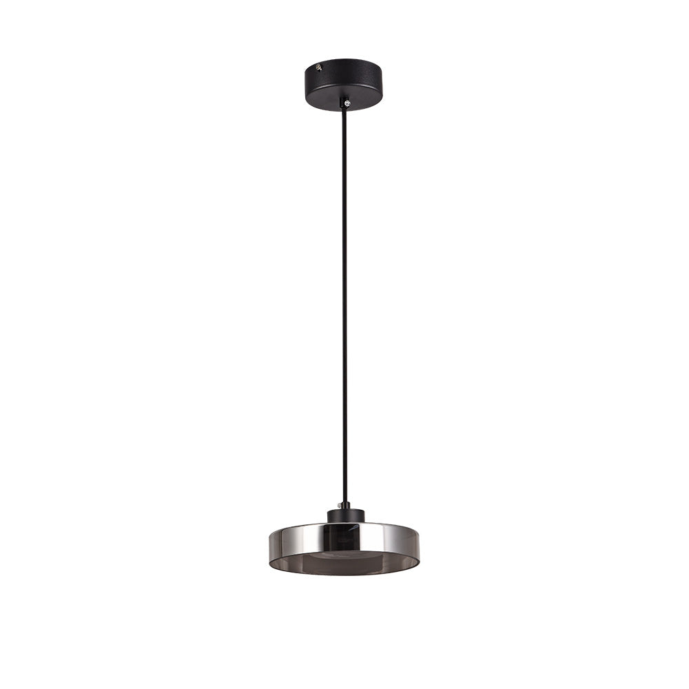 Inlight Κρεμαστό φωτιστικό LED απο μαύρο μέταλλο και φιμέ γυαλί, 20x10cm, 3CCT και 1320LM (4075-1-Bl