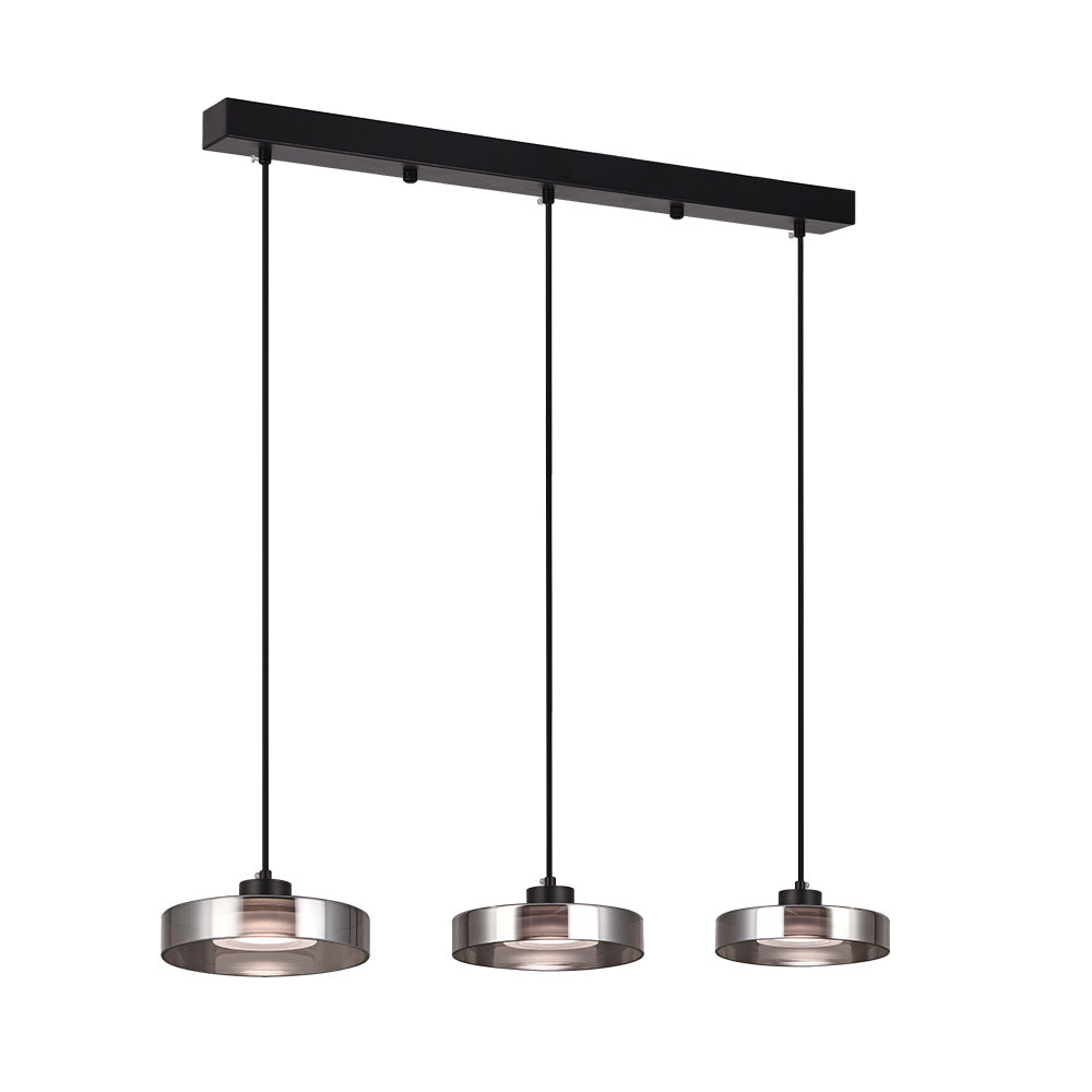 Inlight Κρεμαστό φωτιστικό LED απο μαύρο μέταλλο και φιμέ γυαλί, 70x200cm, 3CCT (Θερμό- Φυσικό- Ψυχρ