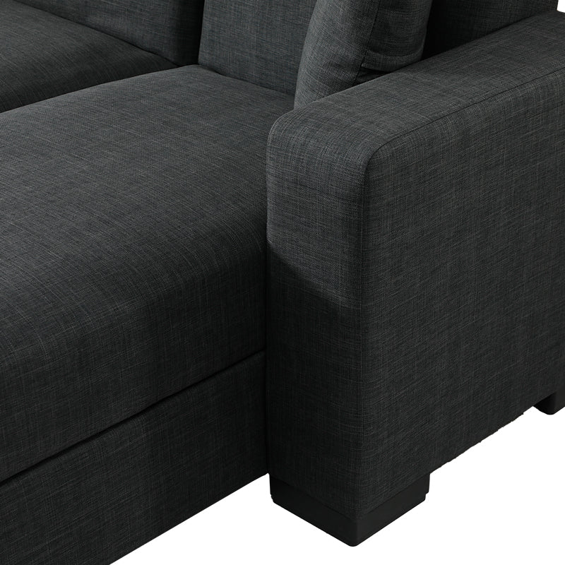 Γωνιακός καναπές-κρεβάτι αναστρέψιμος Dumma pakoworld ύφασμα ανθρακί 226x148x86εκ