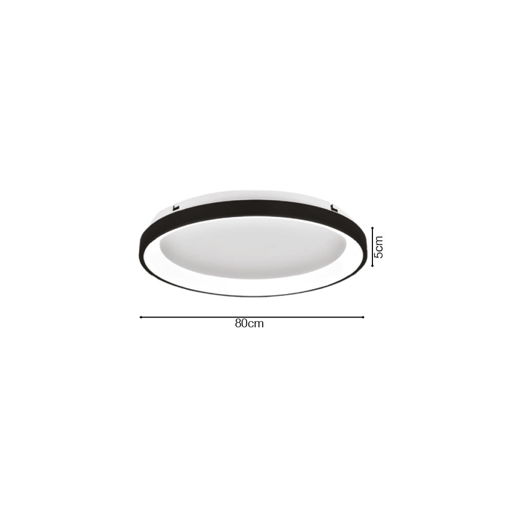 Inlight Πλαφονιέρα οροφής LED 38W 3CCT από μαύρο μέταλλο και ακρυλικό D:80x5cm (42044-A-Black)