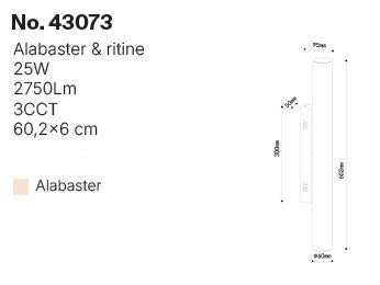 Inlight Επίτοιχο φωτιστικό, Alabaster, 25W, 2750lm, 3CCT (by switch on base)D:60X6cm(43073)