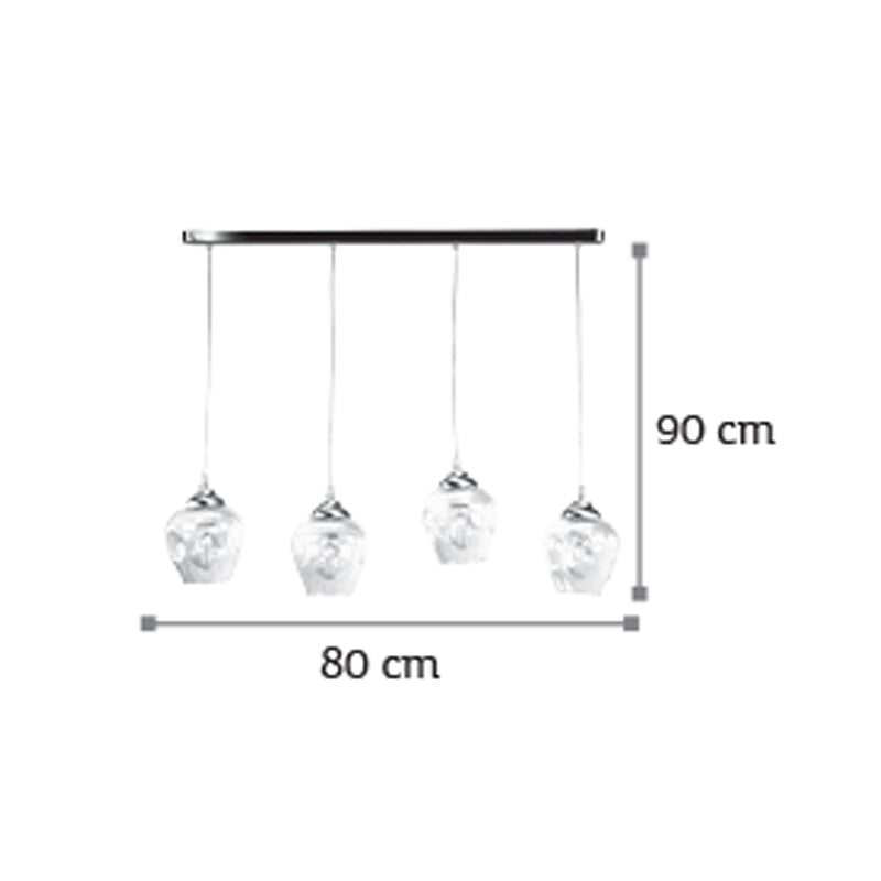 InLight Κρεμαστό φωτιστικό από νίκελ ματ μέταλλο και διάφανο γυαλί 4XE27 D:80cm (4474-4-NM ΡΑΓΑ)
