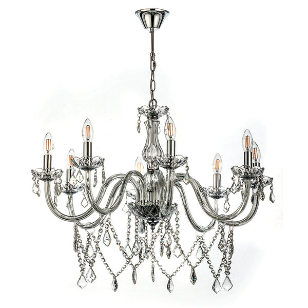 InLight Κρεμαστό φωτιστικό από διάφανο γυαλί και κρύσταλλα 8XE14 D:75cm (5314-8-CLEAR)