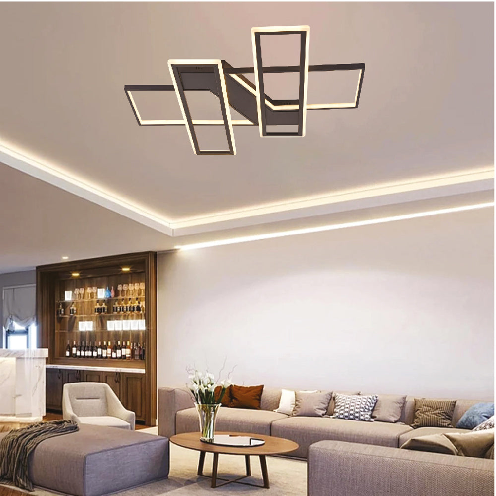 Inlight Πλαφονιέρα οροφής LED 90W 3CCT σε μαύρη απόχρωση D:80x80cm (6109)