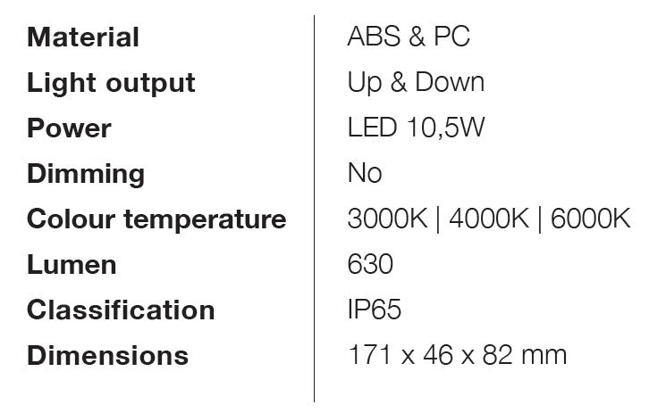 InLight Caror - LED 9W 3CCT Up and Down Outdoor Light in White Color (80204020)