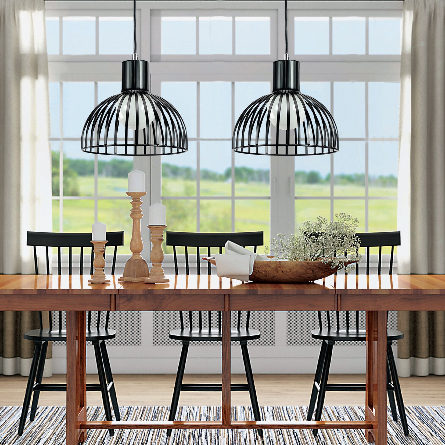 InLight Κρεμαστό φωτιστικό από μαύρο μέταλλο 1XE27 D:25cm (4346-Β-BL)