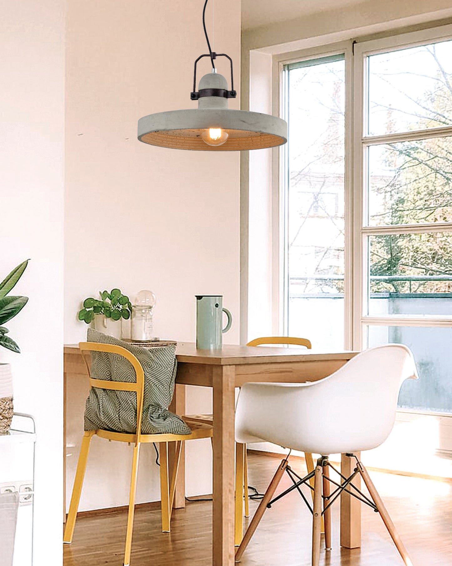 InLight Κρεμαστό φωτιστικό γκρι από τσιμέντο 1XE27 D:40cm (4434)