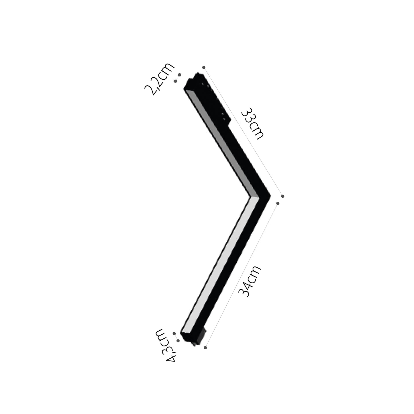 InLight Γραμμικό φωτιστικό γωνία LED 24W 4000K για μαγνητική ράγα σε μαύρη απόχρωση D:30cmX30cm (T05802-BL)